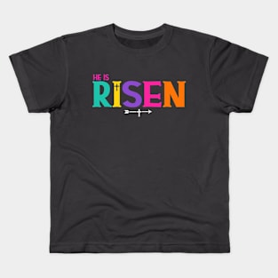 He has Risen Easter Day Shirt Jesus Cross Kids T-Shirt